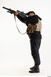 Whole Body Weapons-Rifle Man Pose with machine rifle White Army Athletic Bearded Studio photo references